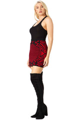 Y2K Red Geometric Honeycomb Print Mini Skirt – Sexy Bodycon Stretch Skirt