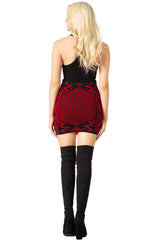 Y2K Red Geometric Honeycomb Print Mini Skirt – Sexy Bodycon Stretch Skirt
