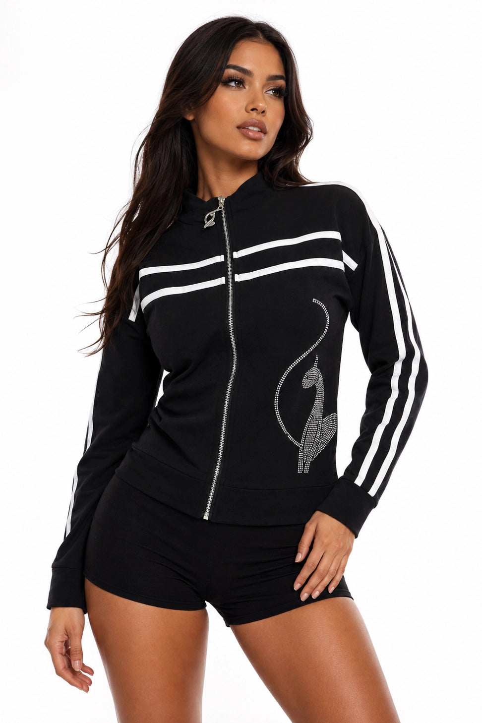 Black Baby Phat Rhinestone Track Jacket