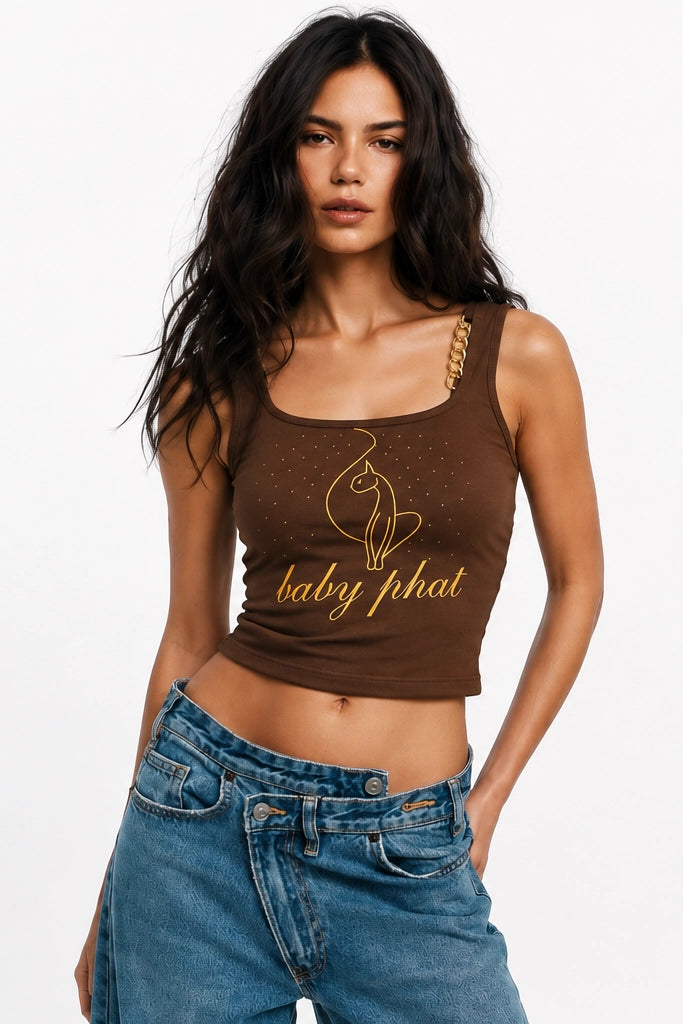 Baby Phat Brown Chain Strap Tank