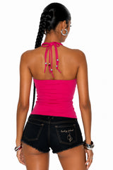 Baby Phat Pink Rhinestone Halter Top