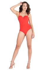 Y2K Glossy Sweetheart Bodysuit with Built-in Bra - High-Cut Shiny One Piece