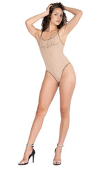 Baby Phat Ribbed High-Cut Bodysuit - Logo Deep V One Piece