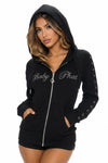 Black Baby Phat Rhinestone Zip-Up Hoodie