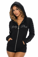 Black Baby Phat Rhinestone Zip-Up Hoodie