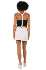 Hale Bob Light Blue Denim Overalls Dress Y2K | Sequin Pocket Mini Skirt Overalls | Adjustable Straps Zip Detail