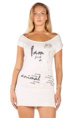 Graphic Print Off-Shoulder Mini Dress – Leopard "PARTY" Animal Tunic Dress