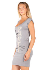 Graphic Print Off-Shoulder Mini Dress – Leopard "PARTY" Animal Tunic Dress