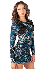 Y2K Leopard Chain Detail Mini Dress