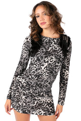 Y2K Leopard Chain Detail Mini Dress