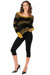 Fuzzy Stripe Cropped Sweater