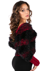 Fuzzy Stripe Cropped Sweater