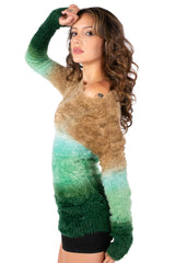 Ombre Fuzzy Knit Sweater