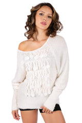 Sequin Fringe Fuzzy Sweater