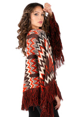 Chevron Fringe Poncho Cardigan