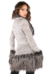 Faux Fur Tie-Waist Cardigan