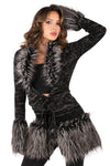 Faux Fur Tie-Waist Cardigan