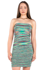 Mutli-colored Stripes Knit Tube Dress.