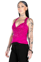 Jewel-neck Racerback tank.