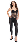 Ruched Crinkle Texture Pants - High Waisted Shiny Stretch Leggings | Black