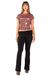 Baby Phat Gold Logo Leopard Tee - Dusty Pink | Y2K Aesthetic Animal Print Top
