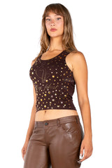 Baby Phat Rhinestone Leopard Print Baby Tee - Brown | Y2K Streetwear Crop Top