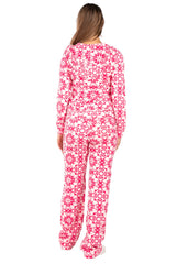 BCBG Women's Damask Pattern Fleece Tracksuit Set - Velvet Zip-Up Hoodie & Wide Leg Pants Lounge Set