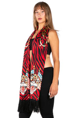 Ed Hardy By Christian Audigier Tiger Tattoo Print Scarf - Y2K Vintage Style Zebra Striped Knit Muffler