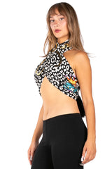 Ed Hardy By Christian Audigier Crowned Panther Scarf - Y2K Vintage Leopard Print Knit Muffler