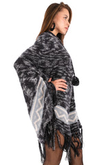Fringe Knit Poncho Dress