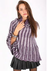 Textured Turtleneck Poncho Sweater