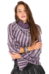 Textured Turtleneck Poncho Sweater