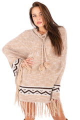 Fringe Knit Poncho Dress