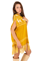 Reindeer Hooded Fringe Poncho