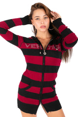Striped Zip-Up Hoodie Mini Dress