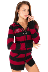 Striped Zip-Up Hoodie Mini Dress