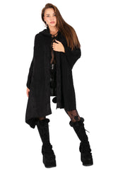 Hooded Knit Poncho
