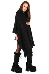 Hooded Knit Poncho