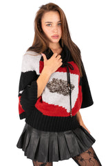 Graphic Knit Poncho Sweater