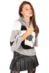 Graphic Knit Poncho Sweater