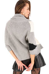 Graphic Knit Poncho Sweater