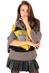 Graphic Knit Poncho Sweater