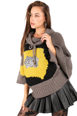 Graphic Knit Poncho Sweater