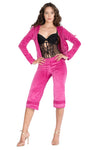 Y2K velour zip-up hoodie and capri pants tracksuit set in pink – Y2KLA